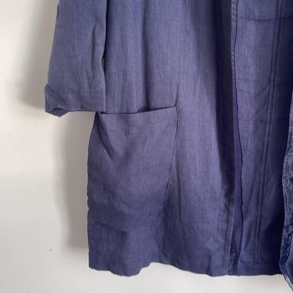 Chico’s 100% linen open front 3/4 sleeve open front lagenlook blazer sz 2 - Picture 3 of 7